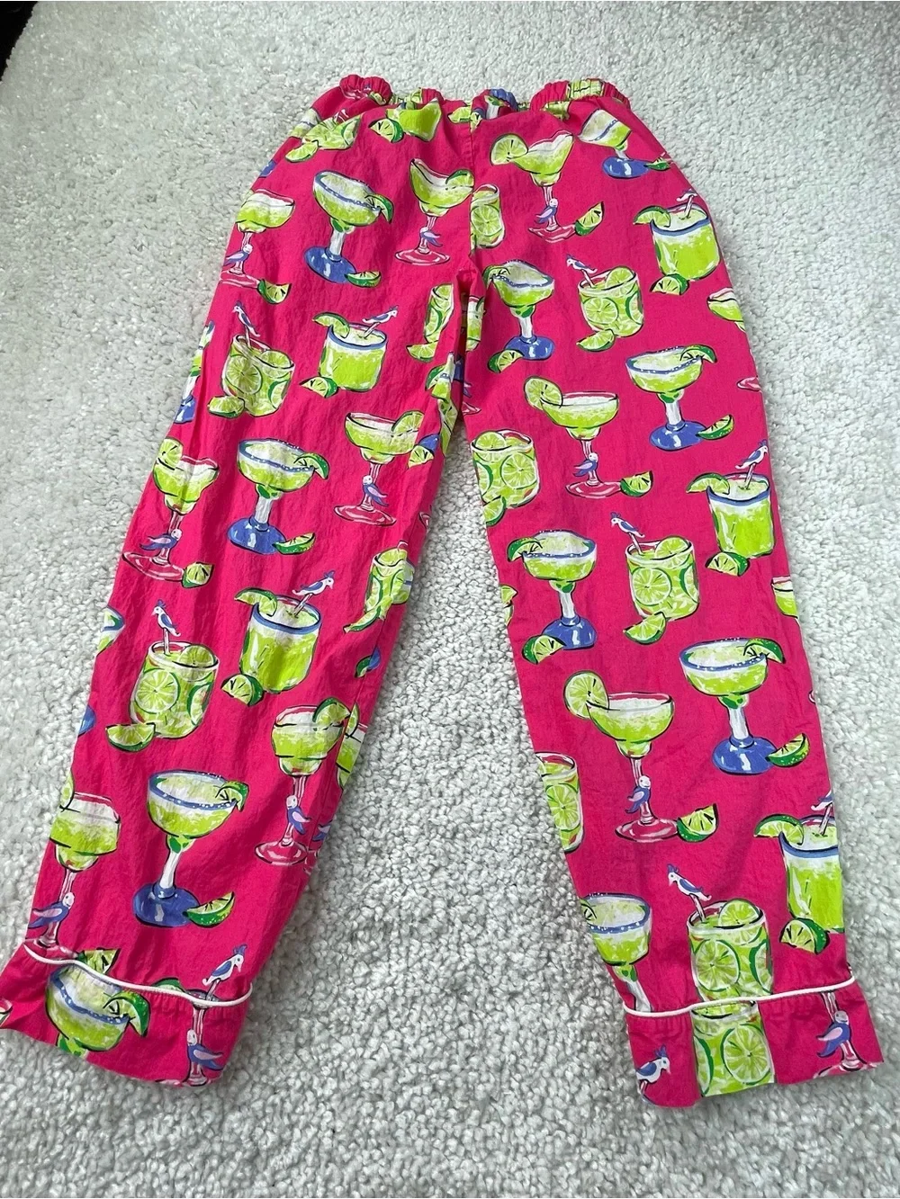 Anthropologie printfresh margarita lime bird pants pockets hot pink small